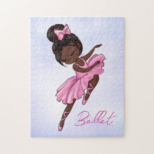 African American Ballerina Pink Tutu Ballet Dance Jigsaw Puzzle