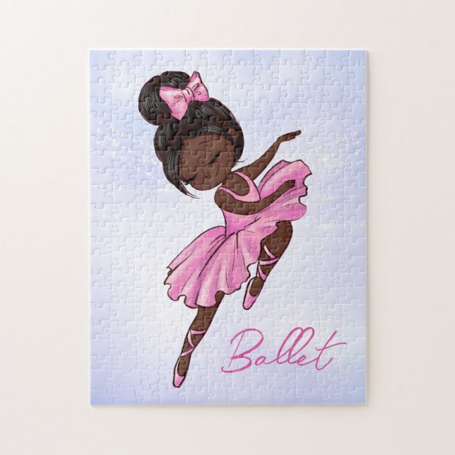 African American Ballerina Pink Tutu Ballet Dance Jigsaw Puzzle (Vertical)