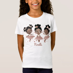 African American Ballerina Princesses, Pink  T-Shirt