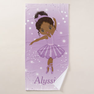 African American Ballerina Purple Tutu Bath Towels