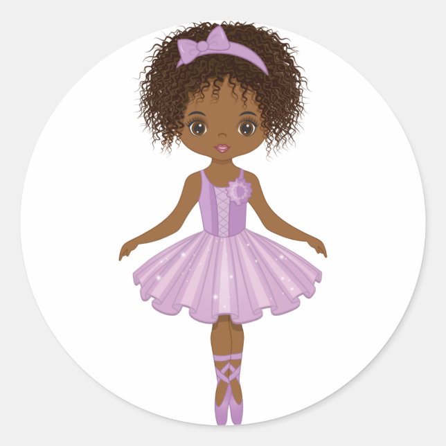 African American Ballerina Round Sticker (Front)