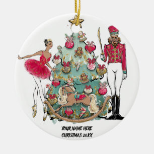 African American Ballet Dancer and Nutcracker Ceramic Tree Decoration
