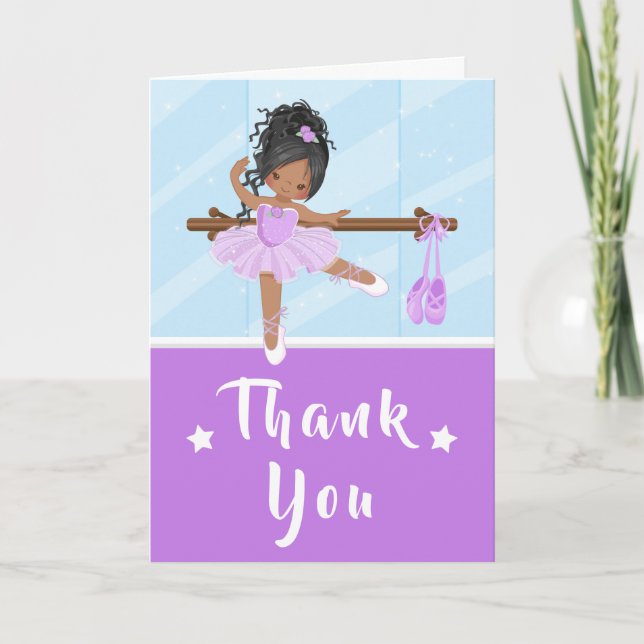 African American Ballet Purple Birthday Thank You  (Front)