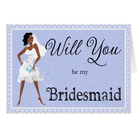 African American Be My Bridesmaid Bridal Accessory Card
