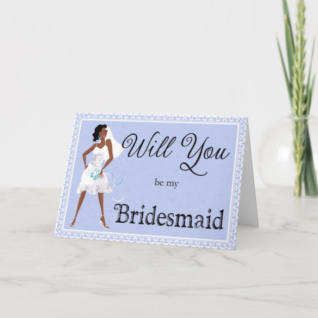 African American Be My Bridesmaid Bridal Accessory Invitation (Front)