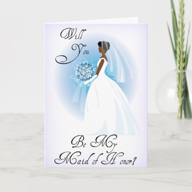 African American Be My Maid of Honour Invitation (Front)