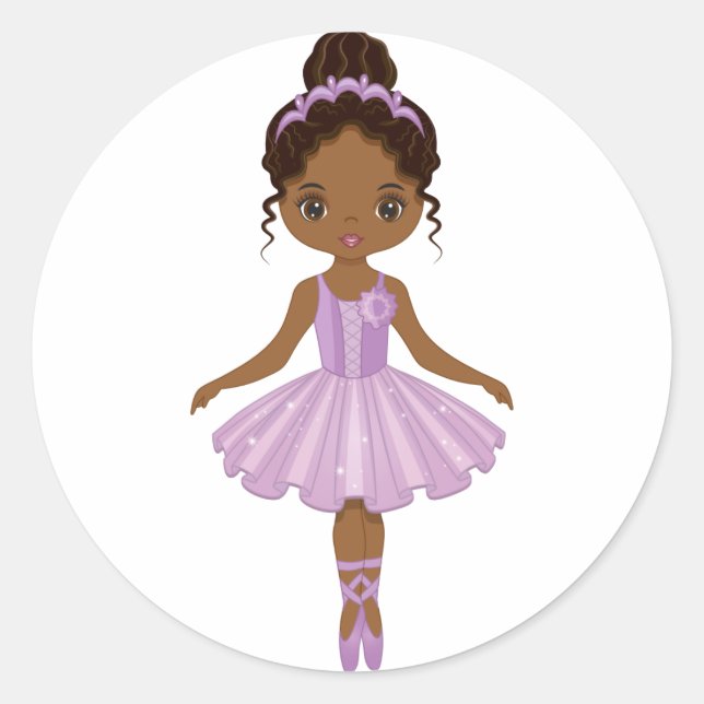 African American Beautiful Ballerina Round Sticker (Front)