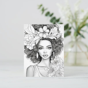 African American Beauty   Color Your Own Postcard