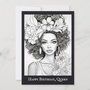 African American Beauty   Colour Your Own Postcard