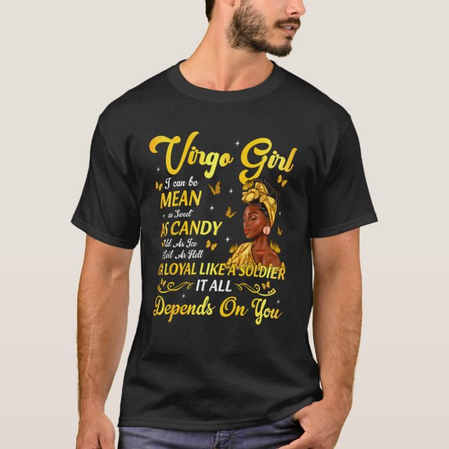 African American Birthday Black Women Virgo Girl  T-Shirt (Front)