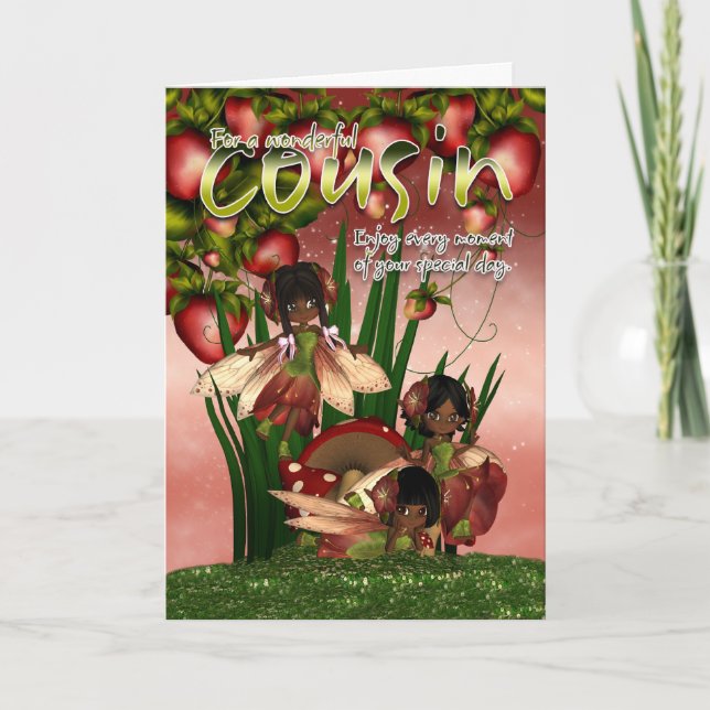 African American Birthday Card - Cousin - Moonies (Front)