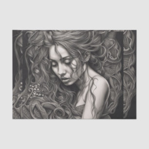 African American Black and White Woman Decoupage Tissue Paper