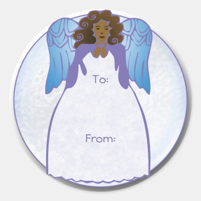 African American Black Angel Gift Tag (Front)