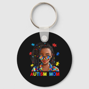 African American Black Autism Mum Afro Autism Awar Key Ring