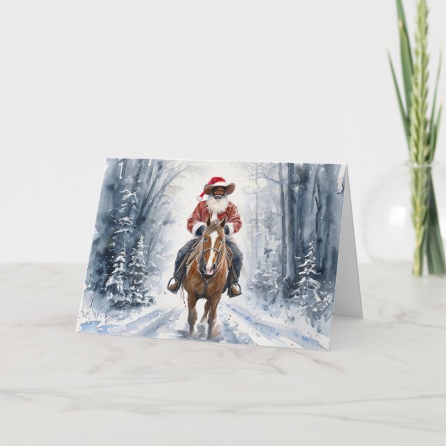 African American Black Cowboy Christmas Card (Front)