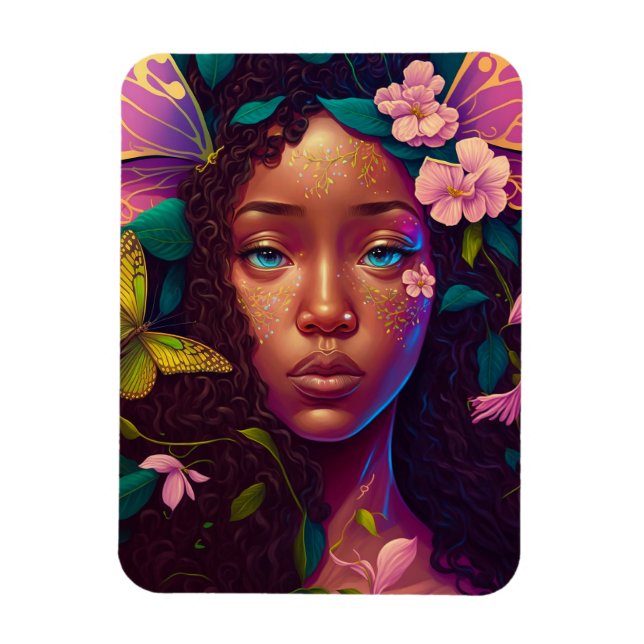 African American Black Fairy Fantasy Art Magnet (Vertical)