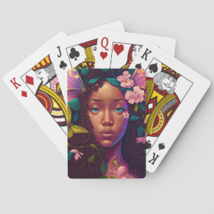African American Black Fairy Fantasy Art Playing Cards