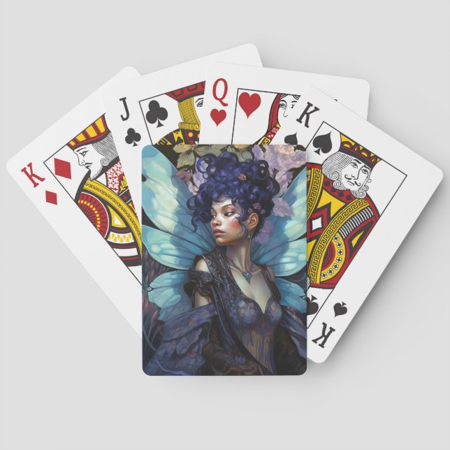African American Black Fairy Fantasy Art Playing Cards (Back)