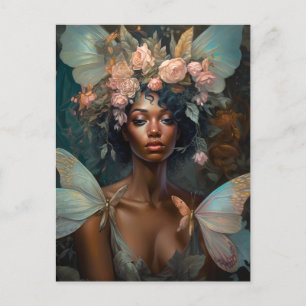 African American Black Fairy Fantasy Art Postcard