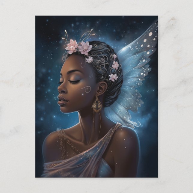 African American Black Fairy Fantasy Art Postcard (Front)