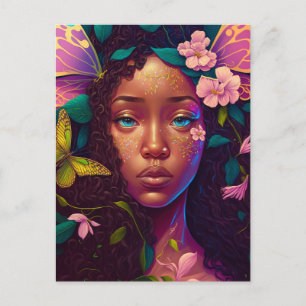African American Black Fairy Fantasy Art Postcard