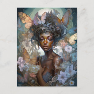 African American Black Fairy Fantasy Art Postcard