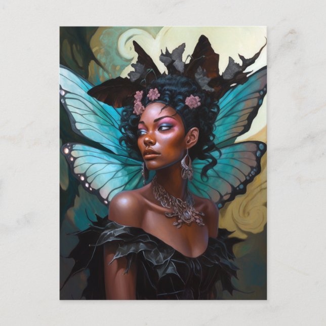 African American Black Fairy Fantasy Art Postcard (Front)