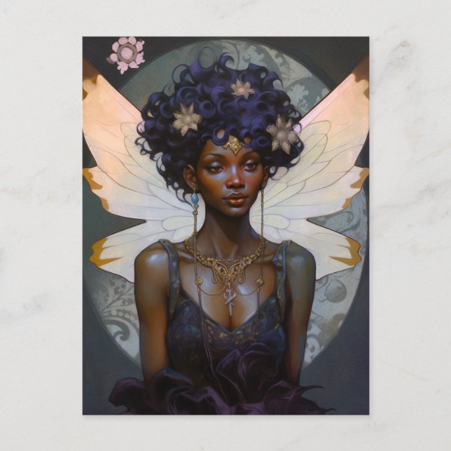 African American Black Fairy Fantasy Art Postcard (Front)