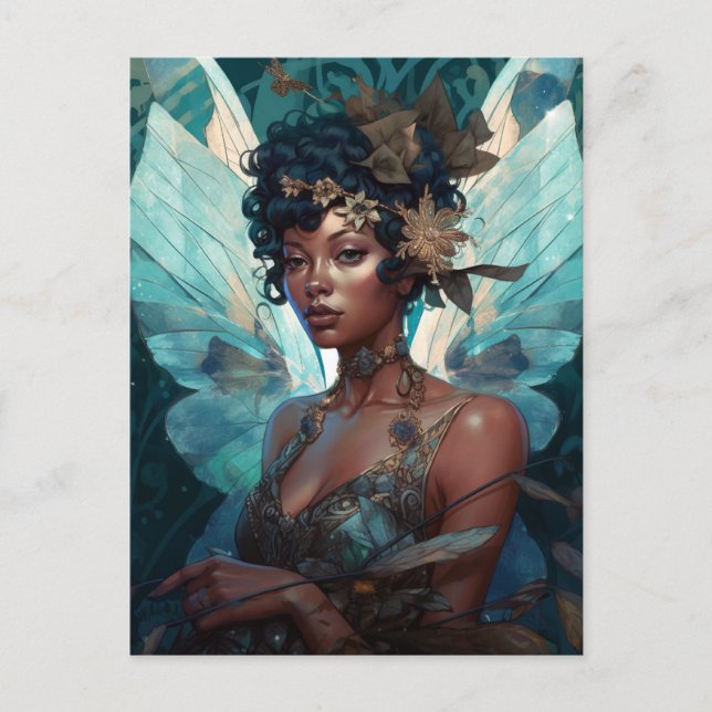 African American Black Fairy Fantasy Art Postcard (Front)