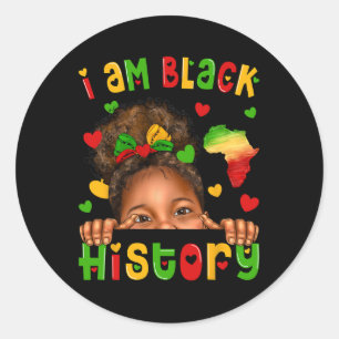 African American Black Girl Afro Kids Black Histor Classic Round Sticker