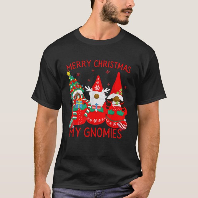 African American Black Gnomes Merry Christmas My G T-Shirt (Front)
