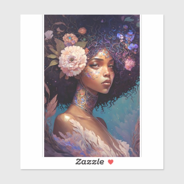 African American Black Goddess Queen Fantasy Art (Sheet)