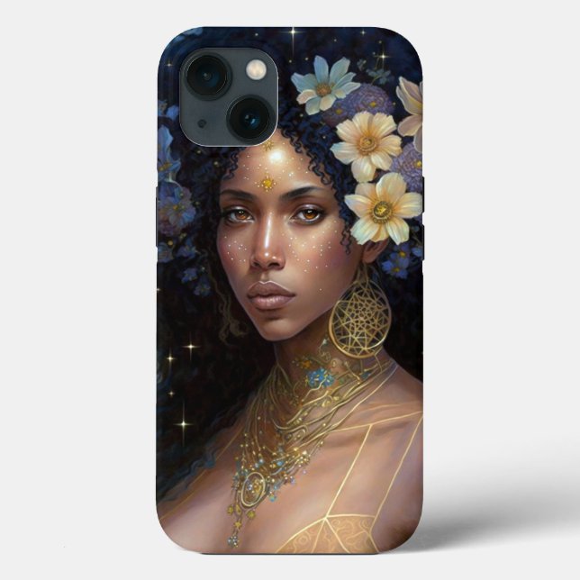 African American Black Goddess Queen Fantasy Art Case-Mate iPhone Case (Back)