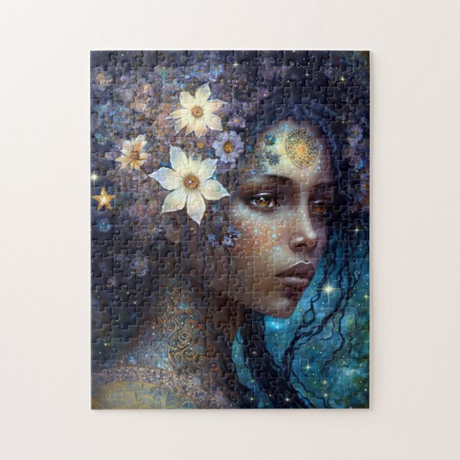 African American Black Goddess Queen Fantasy Art Jigsaw Puzzle (Vertical)