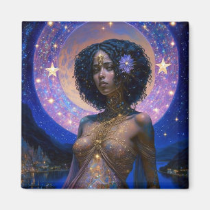 African American Black Goddess Queen Fantasy Art M Magnet