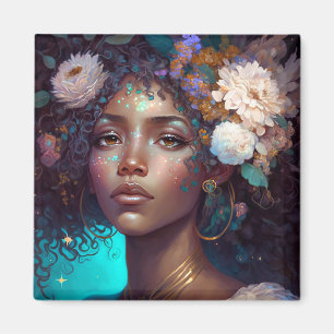 African American Black Goddess Queen Fantasy Art M Magnet