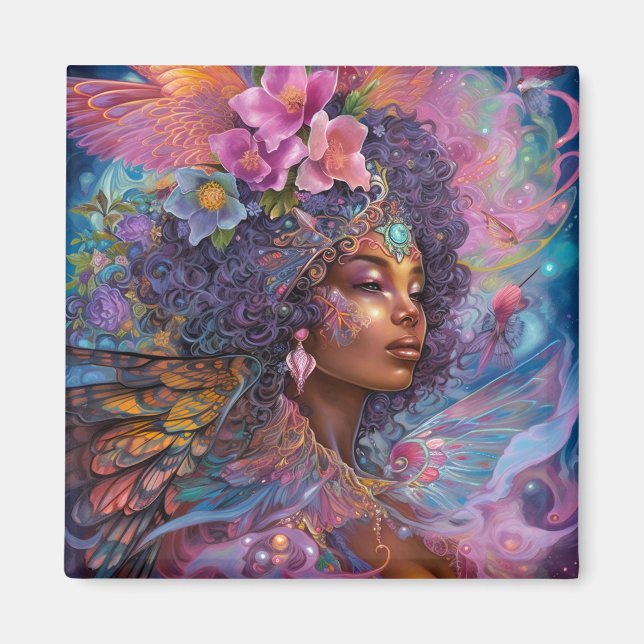 African American Black Goddess Queen Fantasy Art M Magnet (Front)