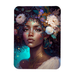 African American Black Goddess Queen Fantasy Art M Magnet