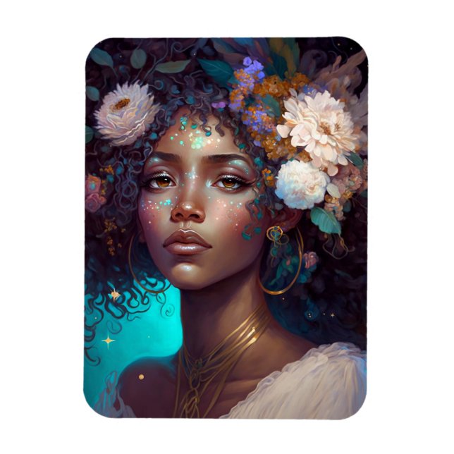 African American Black Goddess Queen Fantasy Art M Magnet (Vertical)