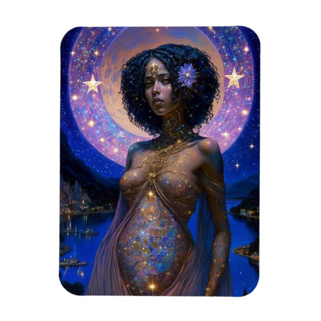 African American Black Goddess Queen Fantasy Art M Magnet (Vertical)