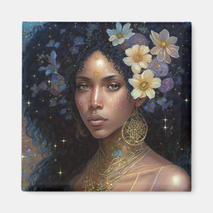 African American Black Goddess Queen Fantasy Art Magnet