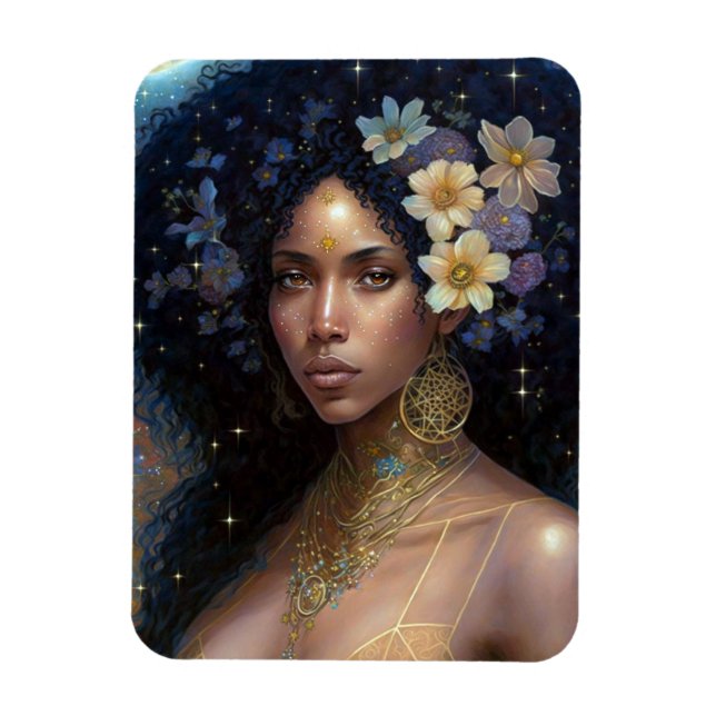 African American Black Goddess Queen Fantasy Art Magnet (Vertical)