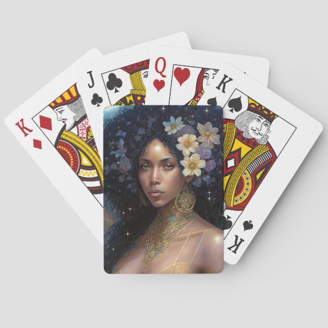 African American Black Goddess Queen Fantasy Art P Playing Cards (Back)