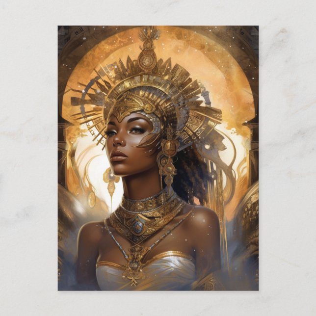 African American Black Goddess Queen Fantasy Art P Postcard (Front)