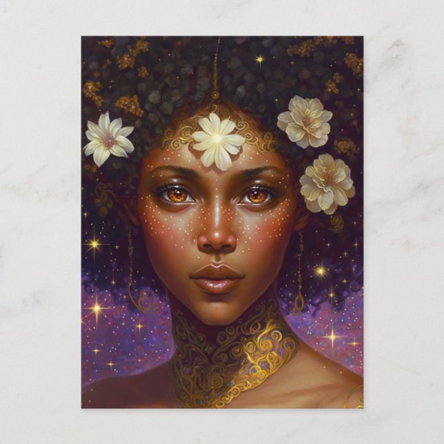 African American Black Goddess Queen Fantasy Art P Postcard (Front)
