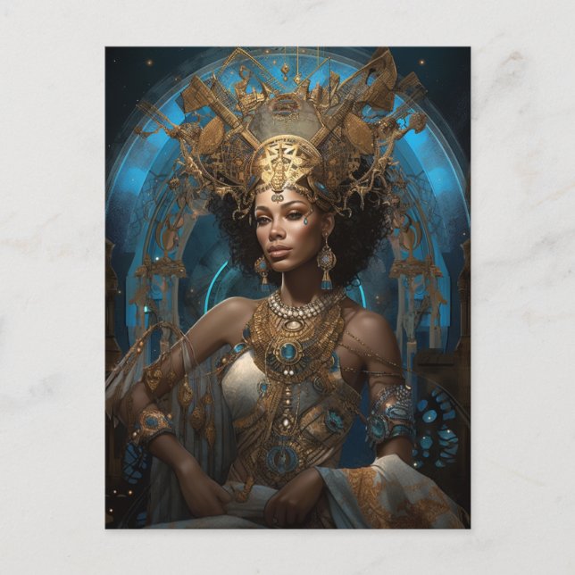 African American Black Goddess Queen Fantasy Art P Postcard (Front)