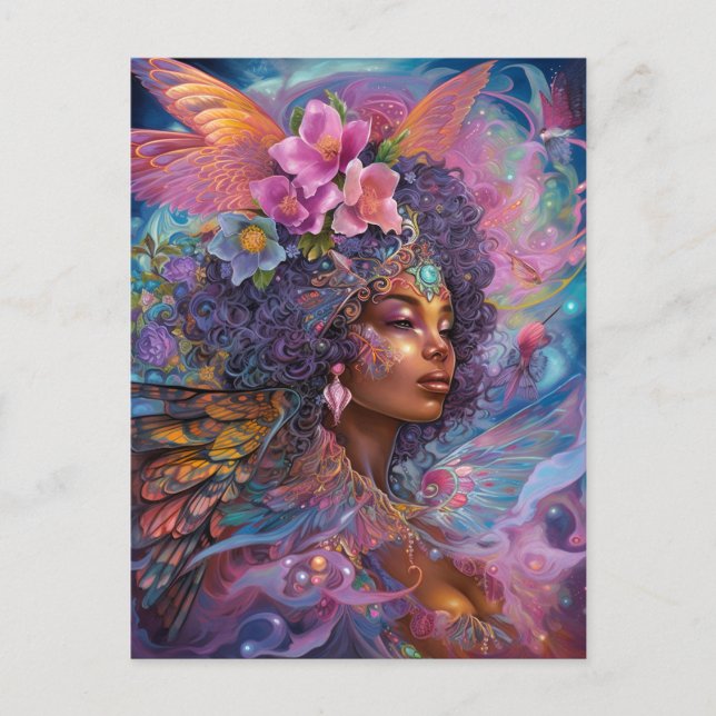 African American Black Goddess Queen Fantasy Art P Postcard (Front)