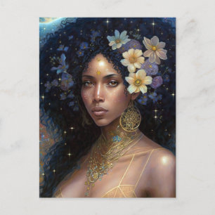 African American Black Goddess Queen Fantasy Art P Postcard