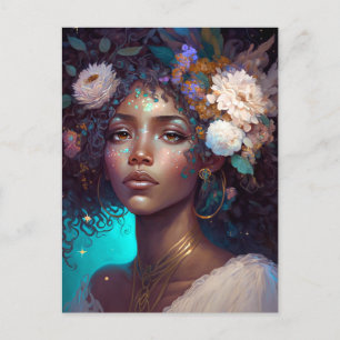 African American Black Goddess Queen Fantasy Art P Postcard