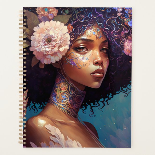 African American Black Goddess Queen Fantasy Art Planner (Front)